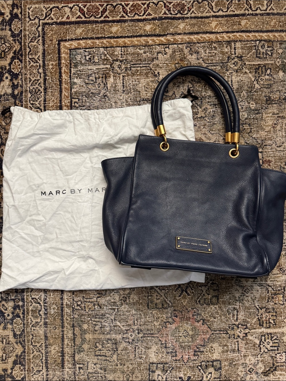 Marc by Marc Jacobs Too Hot to Handle Navy Pebbled Leather Tote